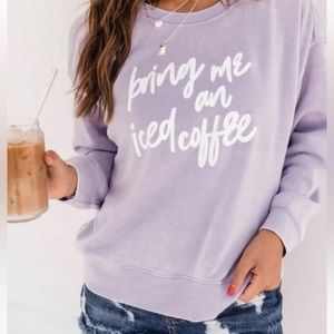 Pink Lily Lightweight Purple Iced Coffee Sweatshirt Women’s Size Large NWOT